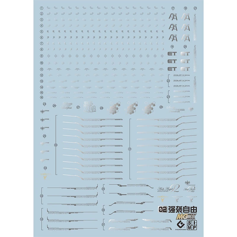 อุปกรณ์ตกแต่งรูปสไลด์น้ำ EVO สำหรับ1/100 mgex Strike สติกเกอร์เรืองแสงอิสระโมเดลของเล่นอุปกรณ์เสริมเพื่อเก็บรายละเอียด