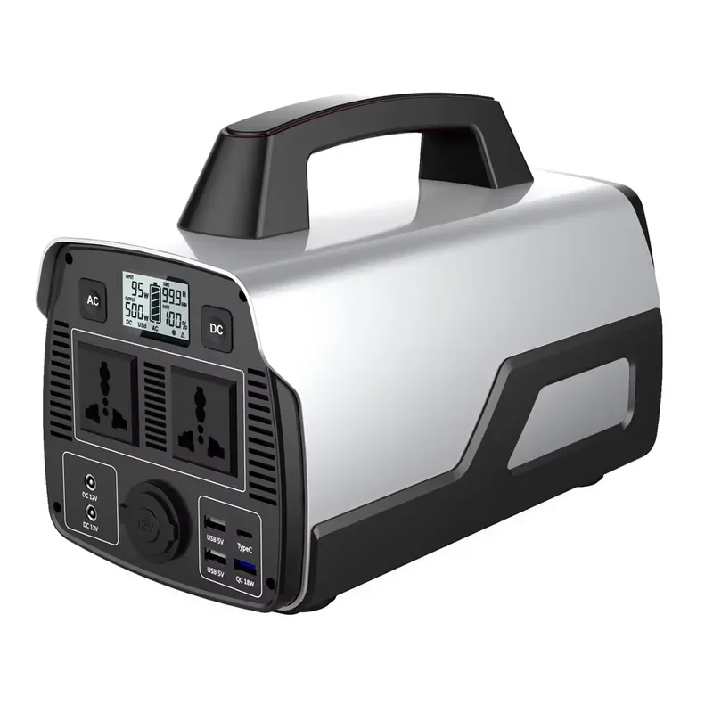 Portable Solar Power Station 518Wh Lithium Battery 600W Pure Sine Wave Inverter AC Adapter Car Charger 50Hz 60Hz 110V 220V