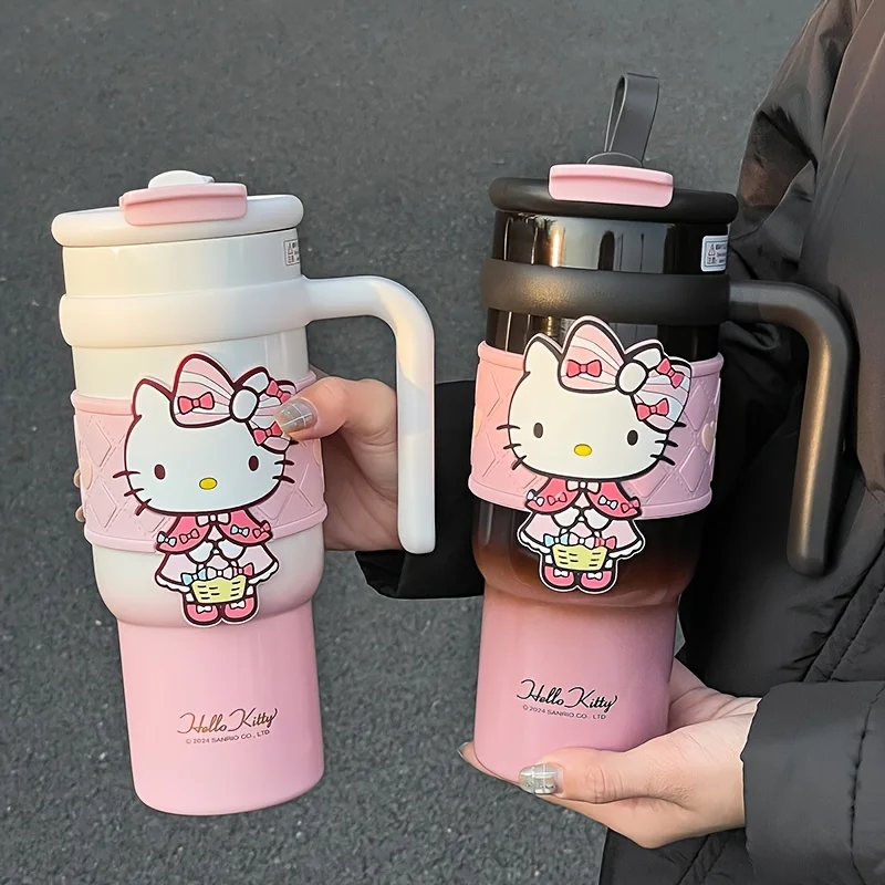 1pc Hello Kitty Stainless Steel Insulated Cup, 900ML Large Capacity Cute Water Cup, Christmas Gift, Car Cup & Portable Coffee Mu