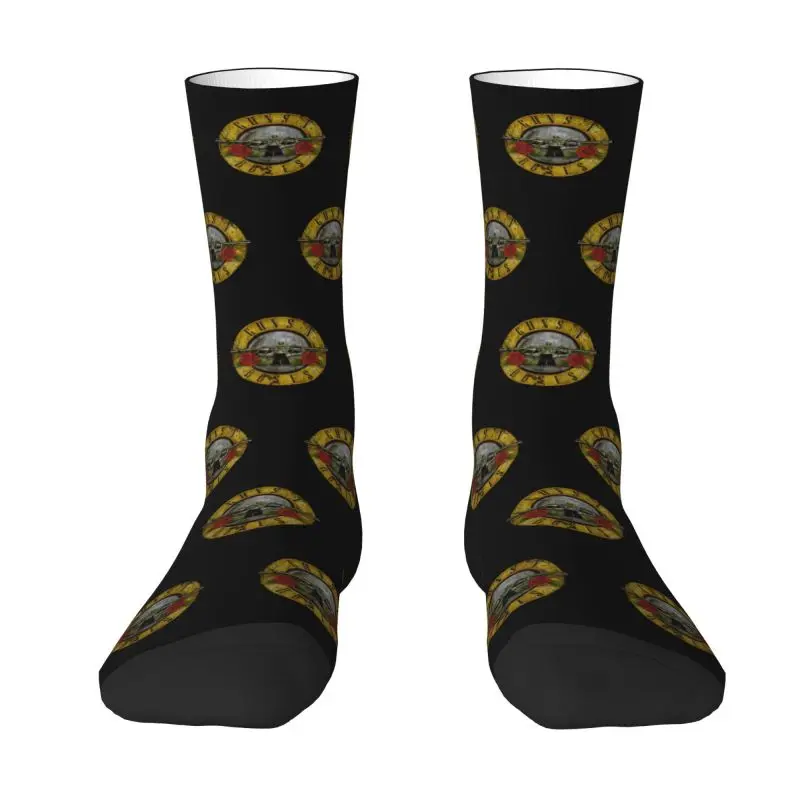 Custom Guns N Roses Bullet Logo Men Women Crew Socks Unisex Cool Heavy Metal Spring Summer Autumn Winter Dress Socks