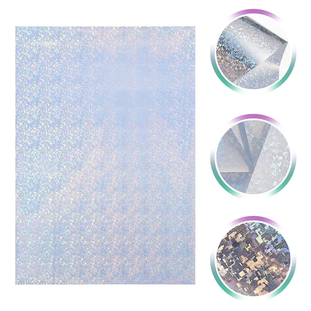 8Pcs Waterproof Holographic Photo Paper Glossy Surface Scratch Oil Resistant for School Office Home Printing Projects Spray Ink