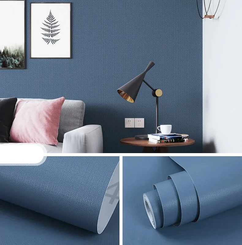 

45cm PVC Macaron Solid Color Self-adhesive Wallpaper for Bedroom Renovation Waterproof and Mildew Proof Room Decor Wall Stickers