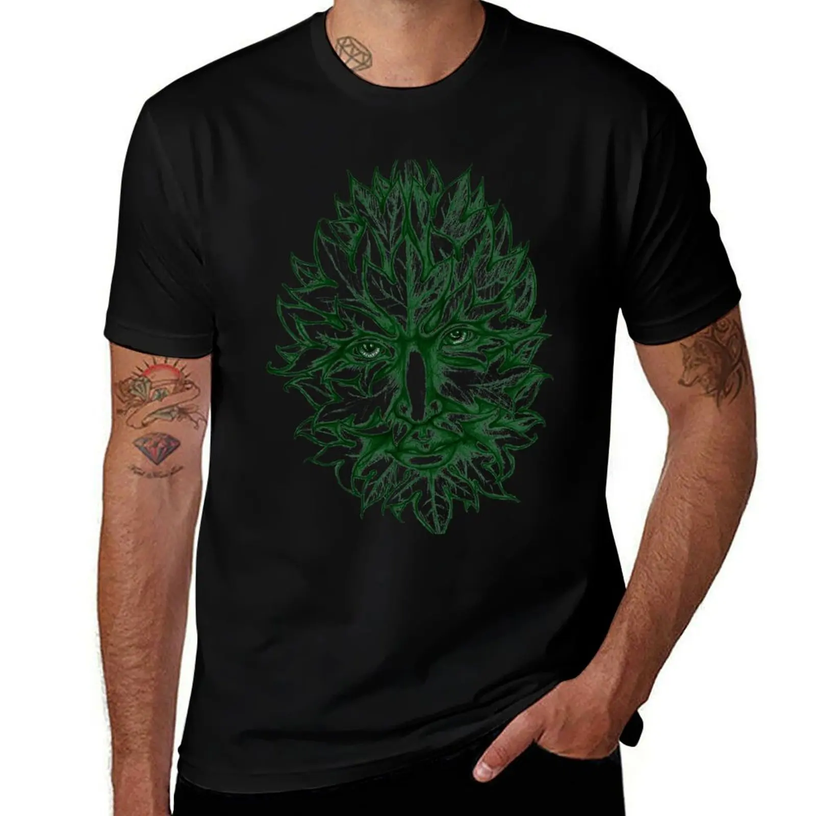 

Man in th Green T-Shirt Big and Tall Crew Neck Tee