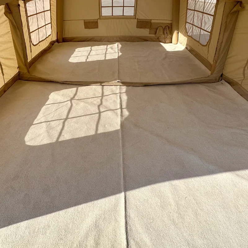 8 ㎡ خيمة كودي، سجادة خاصة بلون سادة، بطانية رياح كريمية فرنسية فاخرة، وسادة مقاومة للرطوبة عالية الإحساس #3