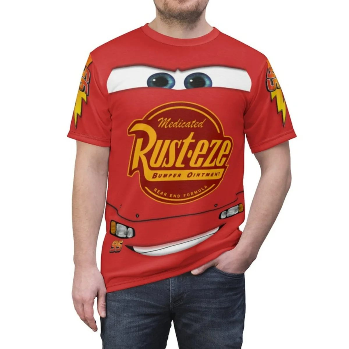 

Lightning McQueen Racing Jersey Costume Car Race Outfit Kids Adult Moto Style Sport T-Shirt Cosplay Top