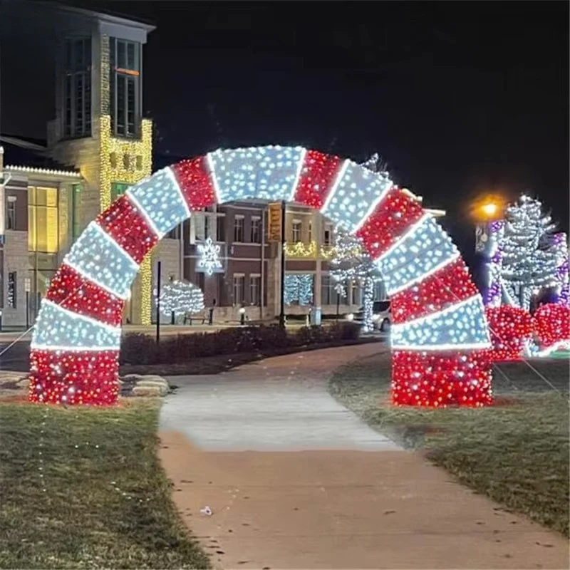 Commercial LED Lighting Outdoor Walk Through Christmas Arch Decorating Large Christmas Ornaments