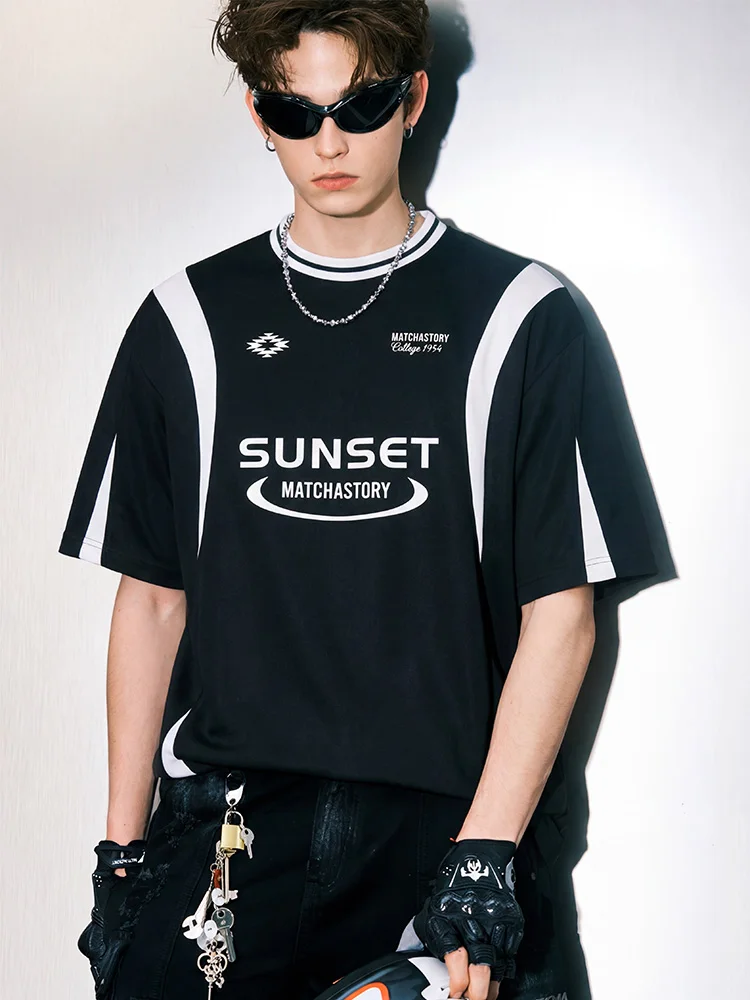 Tech Fabric Short Sleeve T-Shirt Deconstructed Splice Sporty Men's Quick Dry Cooling Sun Protection Half Sleeve City Walk Out...