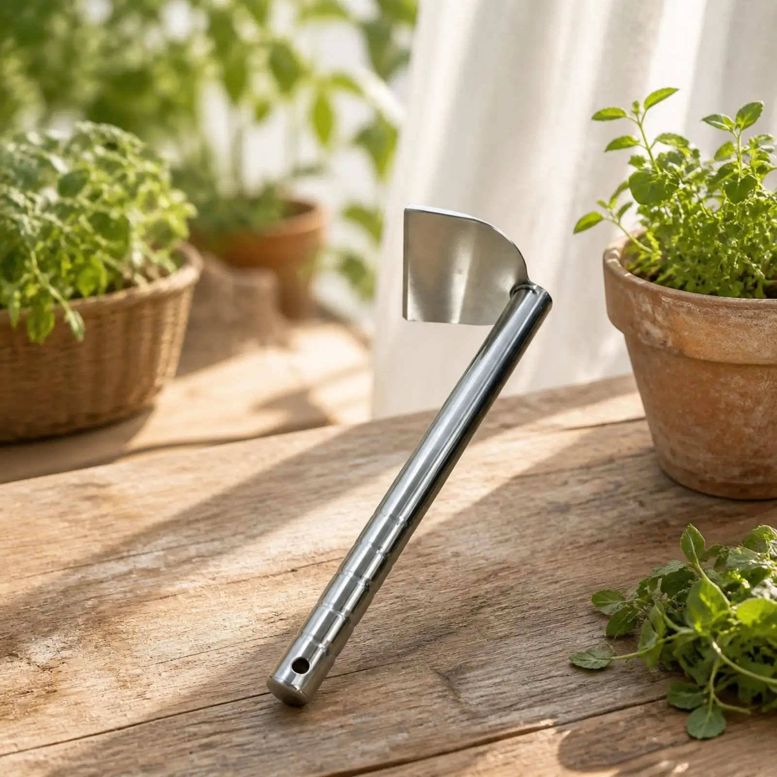 Manual Weeding Hoe Stainless Steel Blade with Hanging Hole for Garden Management Tools Storage