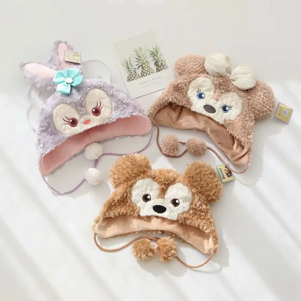 Cute Disney Cartoon Duffy StellaLou ShellieMay Cosplay Hat Anime Kawaii Girls Winter Warm Ear Protection Hat Charm Birthday Gift