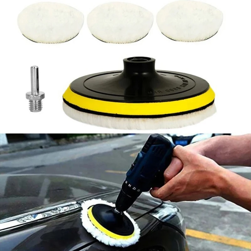 5Pcs 3/4/5 Zoll Auto Polieren Pad Kit Wachsen Schwamm Disk Wolle Rad Für Autolack Pflege polierer Gadget