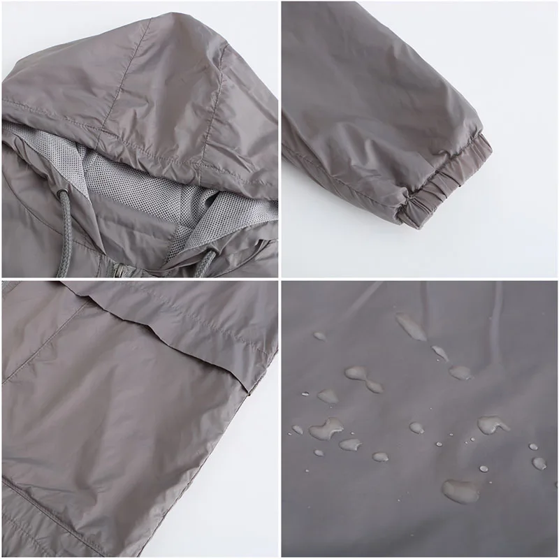 Leve casaco com capuz feminino ao ar livre à prova dwaterproof água acampamento jaqueta de chuva pesca caça roupas femininas secagem rápida blusão wf323