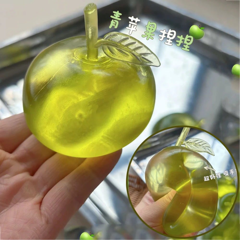 Simulated Green Tea&Green Apple Squeeze Toy,Slow Rebound Moldable Squishy Toy,Stress Relief Fidget Toy for Adults,Decompression