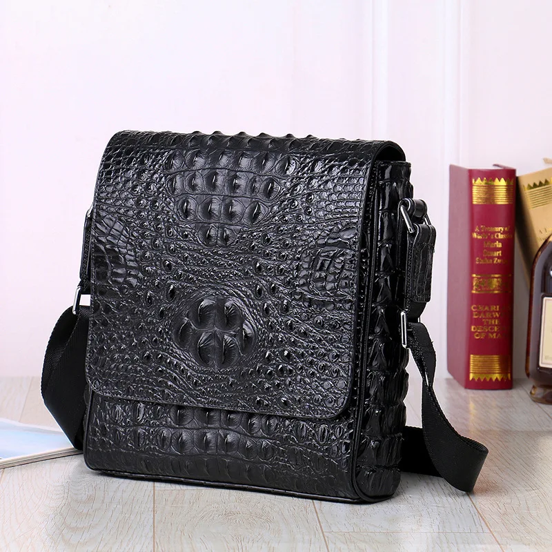 2023 New Alligator Cow Genuine Leather Men Crossbody Bag Casual Business Leather Men\'s Messenger Vintage Shoulder Handbags Bags