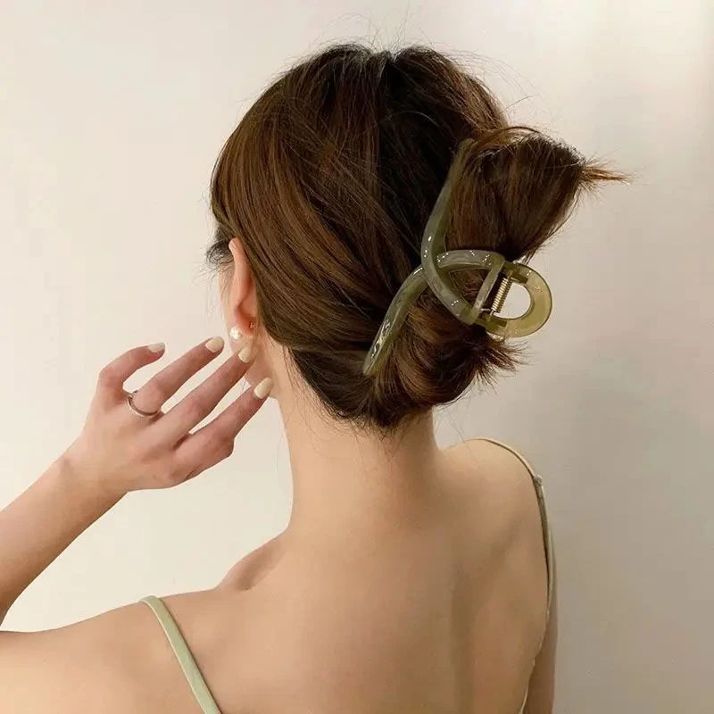 Pinza de pelo de Color gelatina para mujer y niña, horquilla acrílica de gran tamaño, lazo para la parte posterior de la cabeza, accesorios para el cabello, 13 Cm