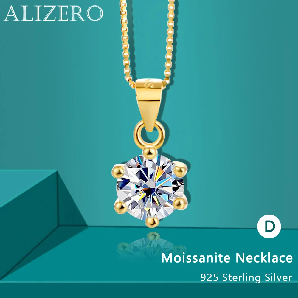 

ALIZERO D Color Moissanite Necklace for Woman Birthday Party Jewelry 925 Sliver Box Chain Plated 18k White Gold Necklaces