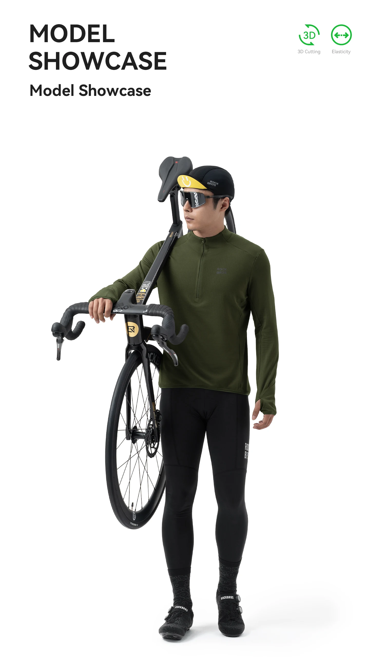 ROCKBROS Fleece Warmes Langarm-Sportshirt Fitness-Oberteil Gym-Shirt Schnelltrocknend Widerstandsfähig Frühling-Herbst-Kleidung Sweatshirt – Detail 7
