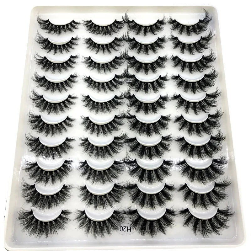 20 Pairs 3D Faux Mink Lashes Natural False Eyelashes Dramatic Fluffy Soft Wispy Volume Cross Reusable Eyelash MaKeup Tools