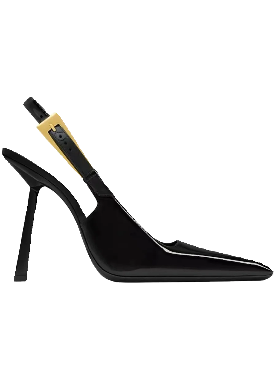 

Moraima Snc Pointed Toe High Heel Shoes Black Patent Leather Thin Heels Women Pumps Runway Sexy Dress Shoes