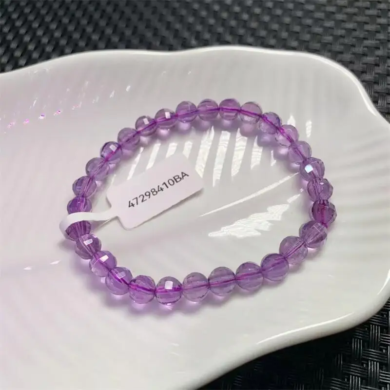 

19MM Natural Amethyst Facet Bead Bracelet Crystal Gemstone Jewelry Reiki Healing Fengshui Gift For Women 1pcs