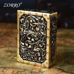 ZORRO Brand Pure Copper Royal Nobles Three Dimensional Tang Grass Relief Kerosene Lighter Smoking Accessories Gadgets For Men