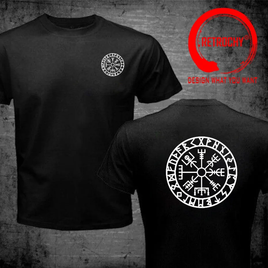Odin Icelandic Vegvisir Compass Rune Amulet T Shirt Men Fashion Trendy Casual Clothing Stylish Tops Tee Shirt Leisure Tshirt