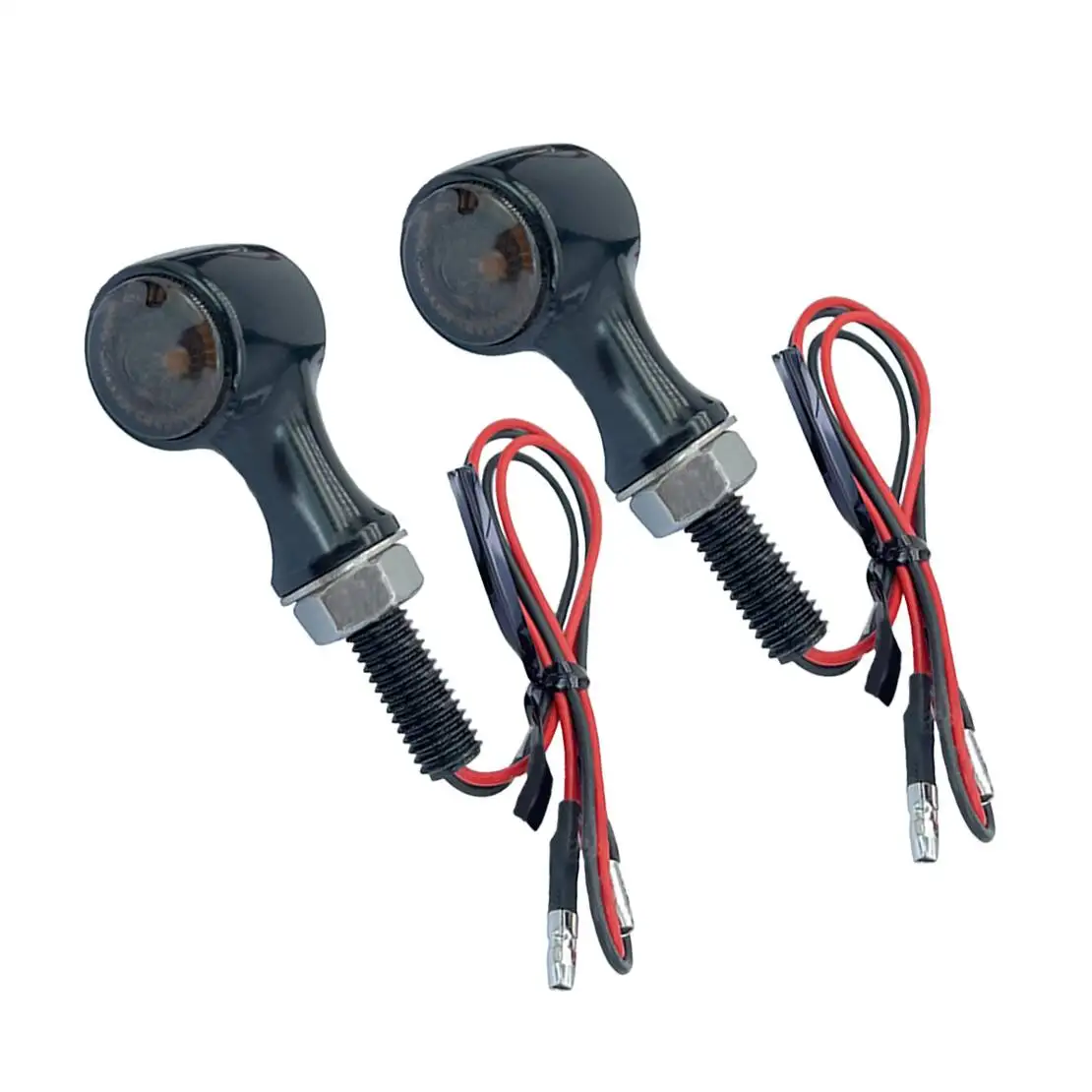 DC12V 2pcs Universal Mini Black Housing Brown Lens LED Turn Signal Blinker Lights For Motorcycle Dirt Bike Street