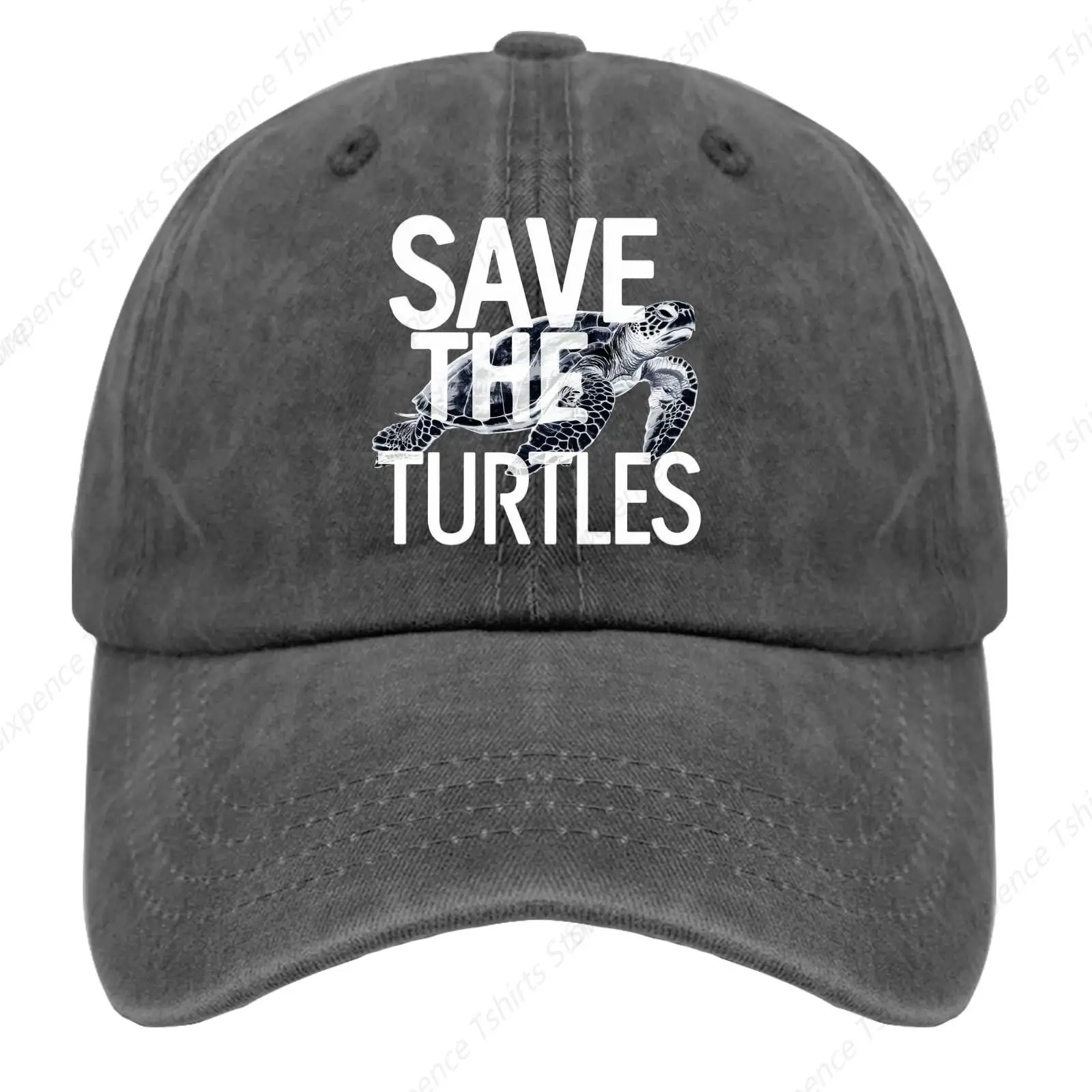 Save The Turtles Cap Vintage Cotton Washed Baseball Caps Adjustable Dad Hat Crazy Funny Gifts for Mom, Pigment Khaki