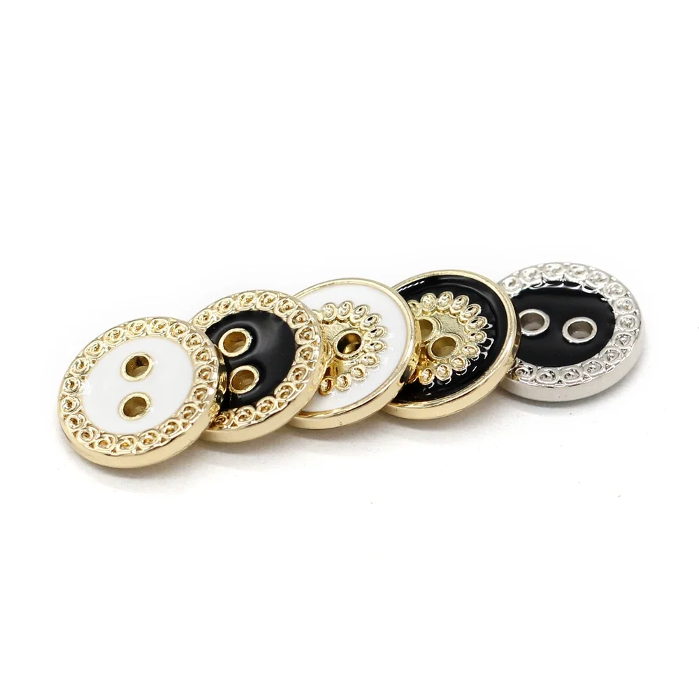 HENGC 11mm 2 Holes Mini Gold Metal Buttons for Clothing Fashion Children Shirt Dress Blouse Carigan Uniform Sewing Accessories