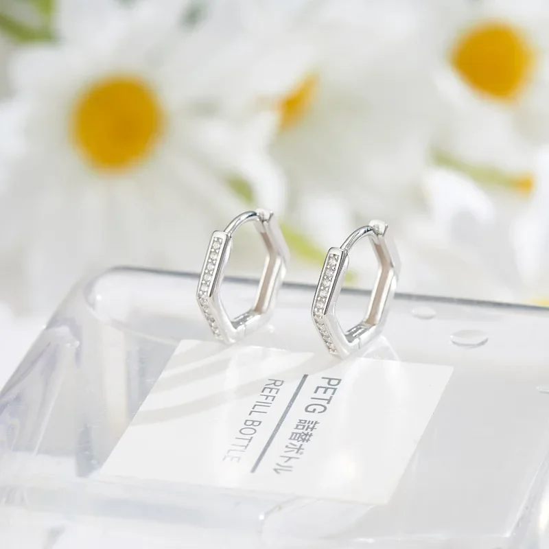 

925 Sterling Silver Geometry Hoop Earrings for Women Fashion Silver Gold Jewelry Gifts Trendy