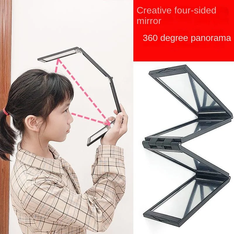 New Multi Angle 4 Face Foldable Mirror Desktop Makeup Compact Glass Folding Tiny Mirror Portable DIY Four Sided Beauty Mirror