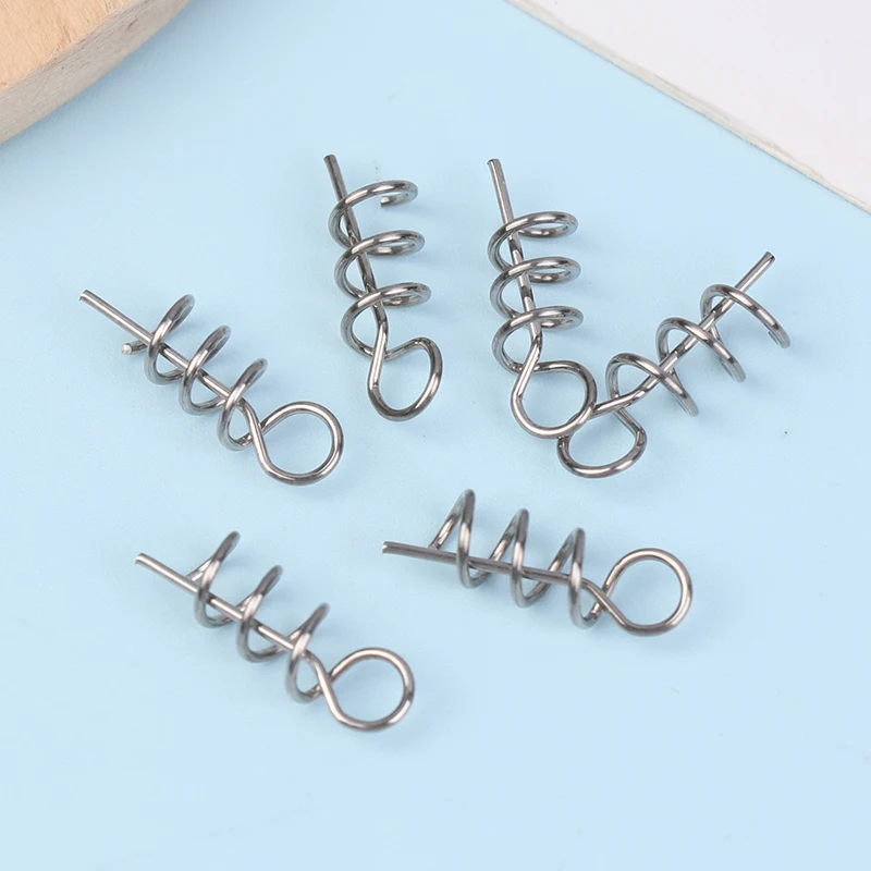 100Pcs Stainless Steel Spring Lock Pin Fishing Screw Crank Hook Spring Twist Lock Fishing Hook Connector For Soft Lure Tackle