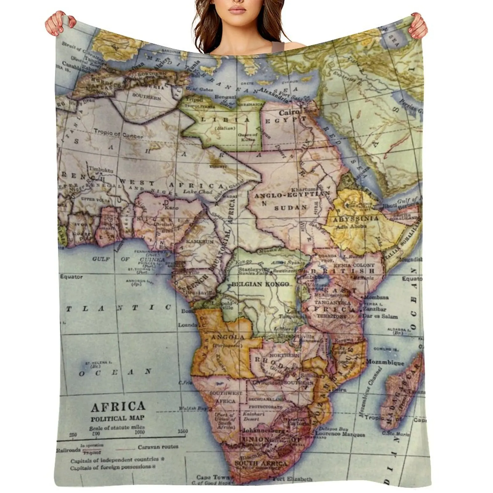 

Vintage Africa Map (1921) Throw Blanket Camping christmas gifts Fashion Sofas Luxury Blankets