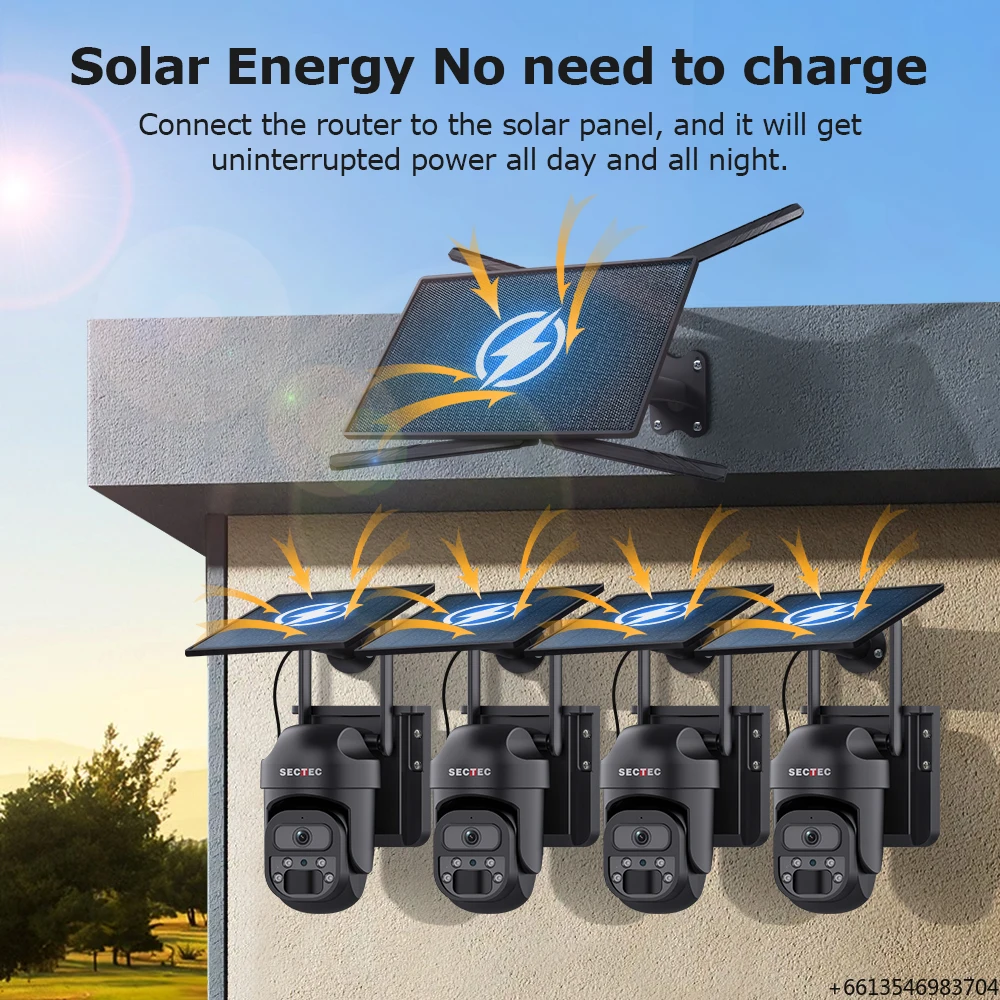 For 10W 4G Solar Mobile Router IP66 Waterproof 3MP CCTV Camera Home Surveillance Two-Way Audio Wireless Cloud Night Vision