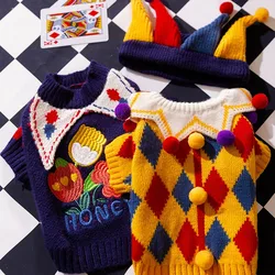 Cute Pet Dog Sweater Winter Dog Warm Clothes Palid Puppy Coat Chihuahua Bichon Yorkie Clothing Sweaters and Hat Set Dog Costume
