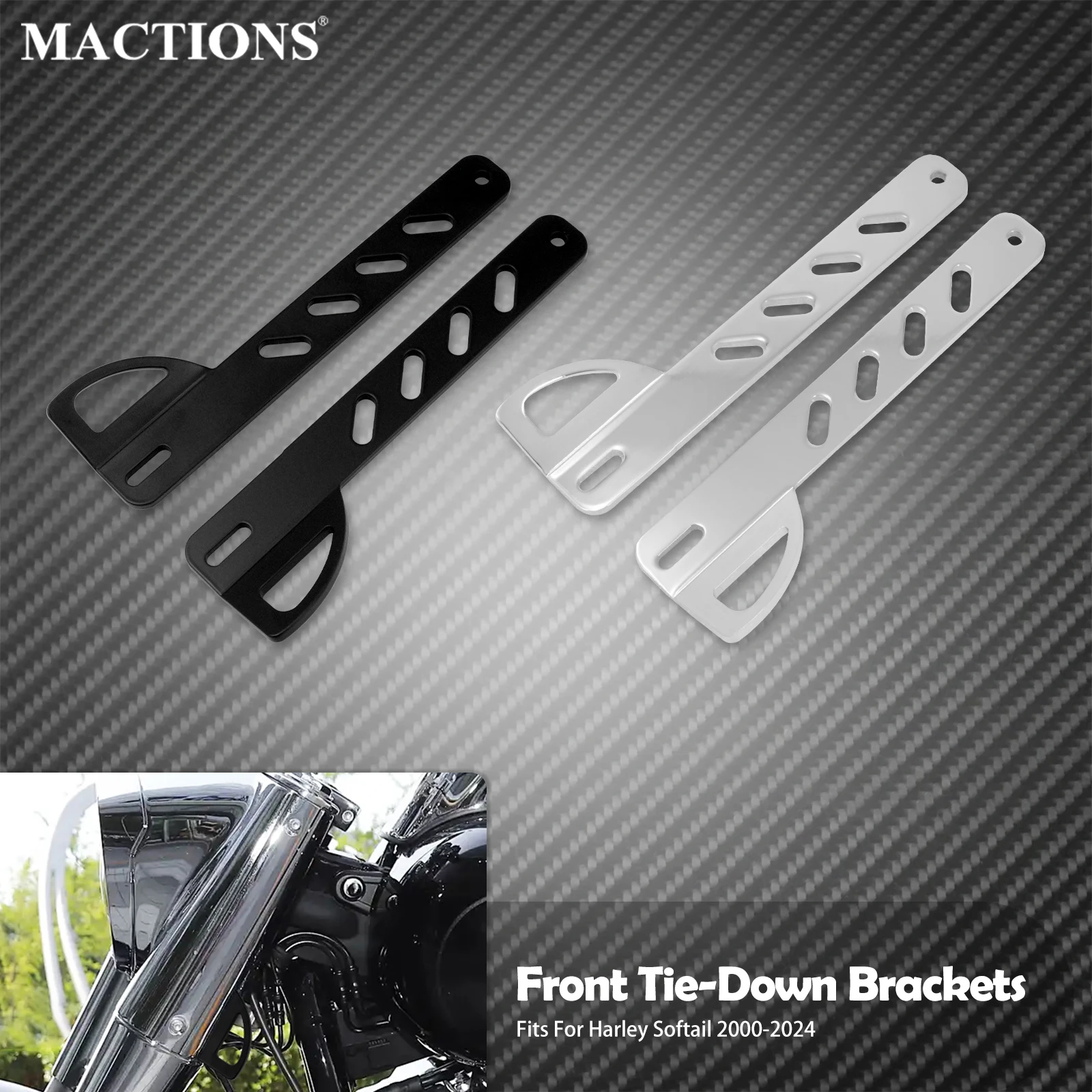 Motorcycle Front Tie Down Brackets Fork Point Mount Holder For Harley Softail 2000-2024 Breakout Fat Boy Standard Slim FLFB FXBB