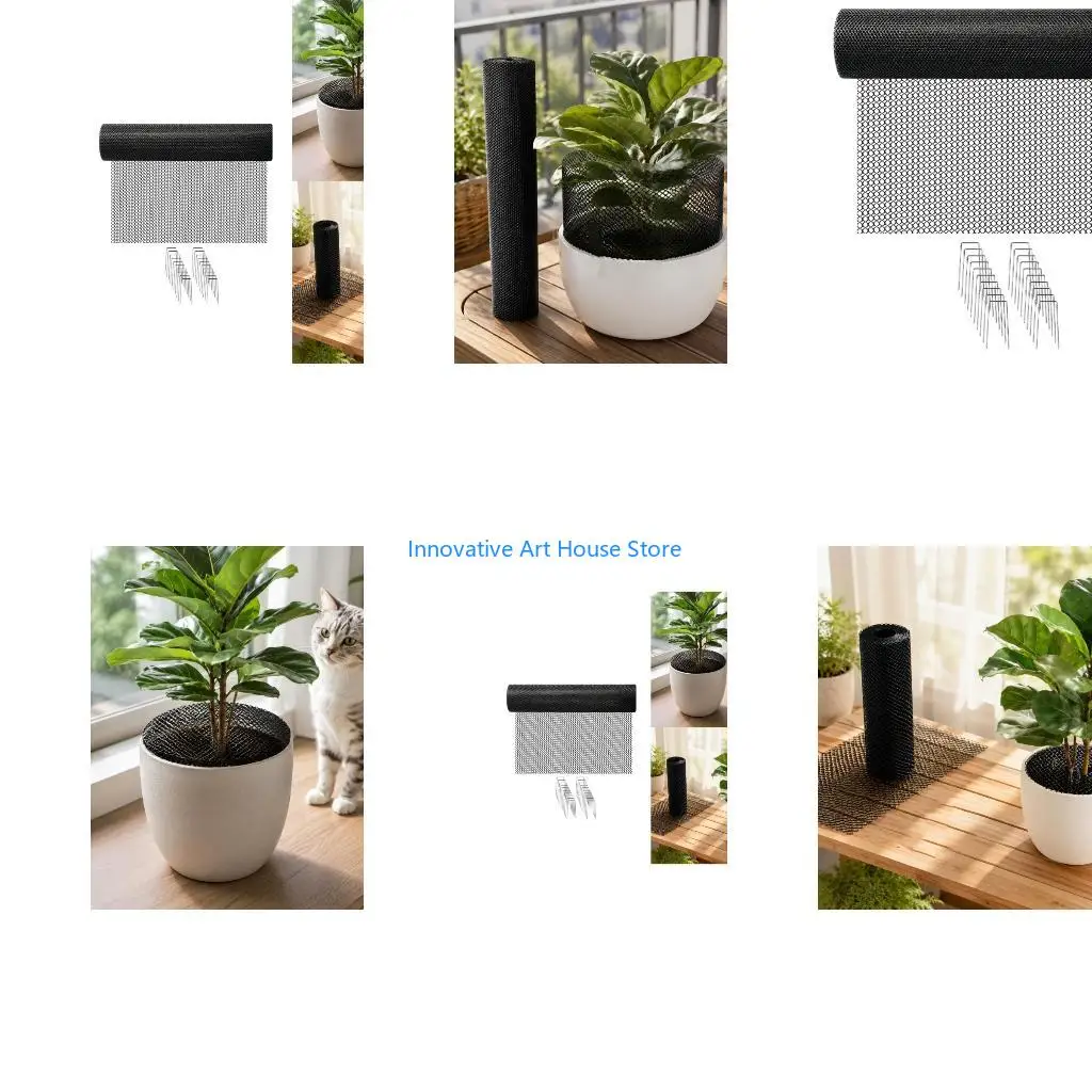 E1PC Open-Weave Flower Pot Cover Screen with Ground Pins for Pet Use