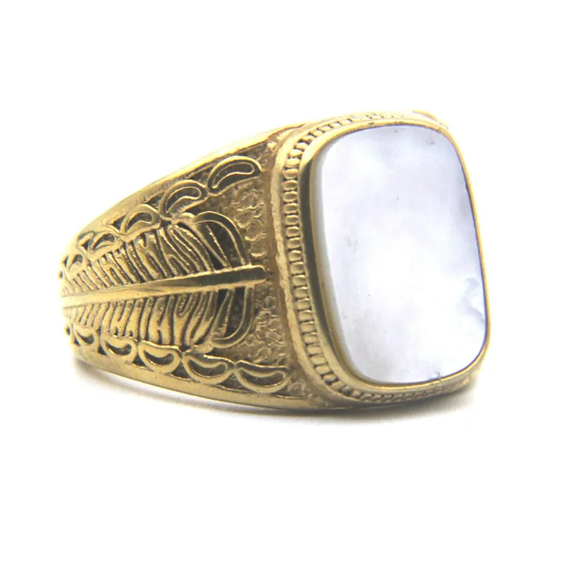 Clear Stone Zircon Feather Ring Stainless Steel Retro Punk Style God Eye Squid Ring