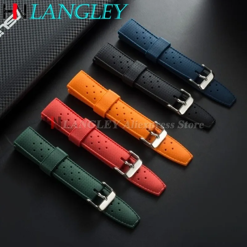 Tropical Silicone Watch Strap 20mm 22mm for Oris for Omega for Huawei Watch GT5/GT4 Quick Release Bracelet Waterproof Wristbands