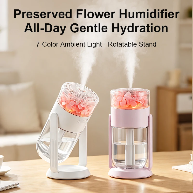400ml Rotatable Humidifier USB Portable Mini Humidifier 7 Color Ambient Night Light 2 Spray Modes Ultra Quiet For Home Bedroom