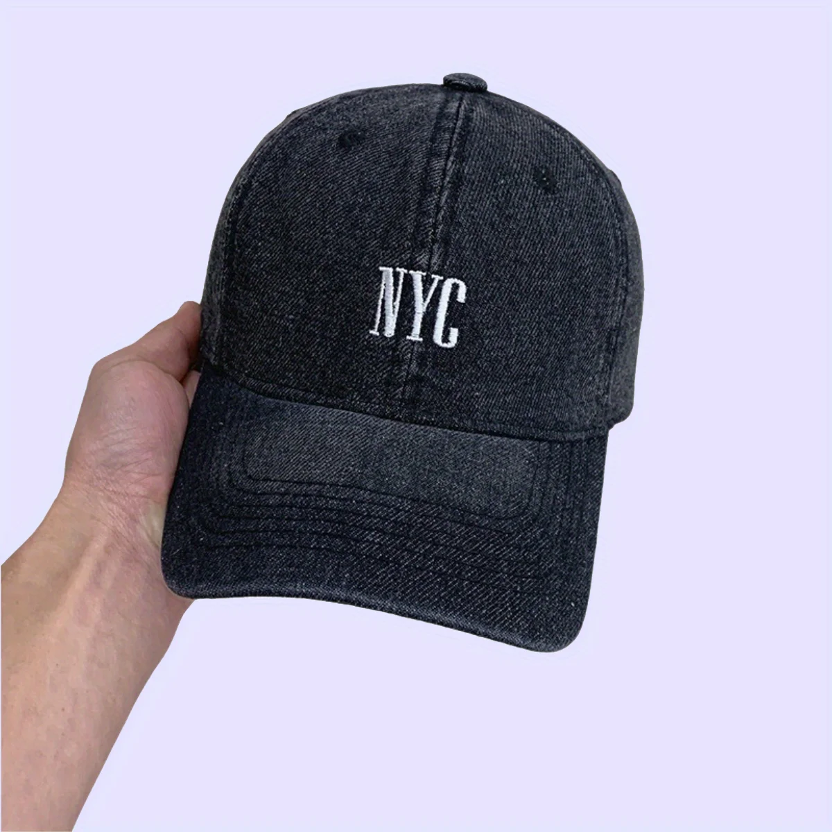 

Unisex NYC Embroidery Denim Baseball Cap Adjustable Outdoor Casual Hat for Spring Autumn Sunscreen