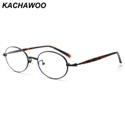Kachawoo thin oval glasses retro male black leopard optical spectacle frame metal female stylish decoration unisex Korean style