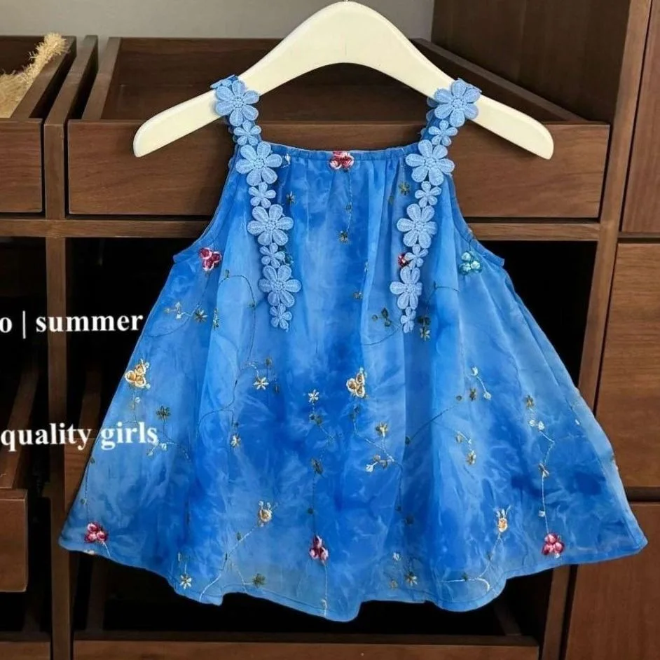 

Girls' summer dresses baby foreign style children's Korean flower princess beach vest sundress