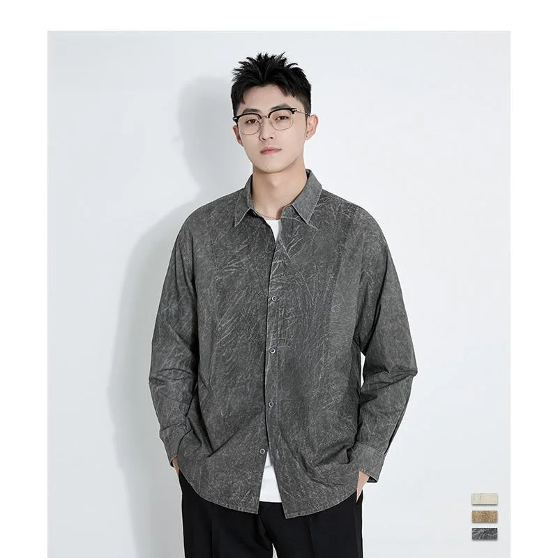 

Men's Long Sve Casual irt Commute Cra Flower Patterned Outerwear Autumn New Sle Youth Faion Wear Resistant Thiened