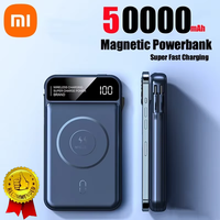 Xiaomi 50000mAh Power Bank Wireless Charging Magsafe Power Bank Magnetic Charging Built-in Cable For Iphone Huawei Samsung