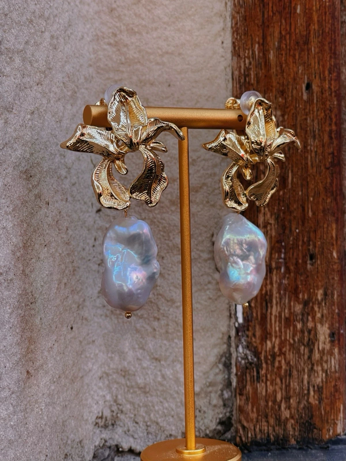 

Серьги высокого класса, ретро-цветок ириса, натуральный жемчуг в стиле барокко, жемчужные серьги AAA 13-15 мм, 925s