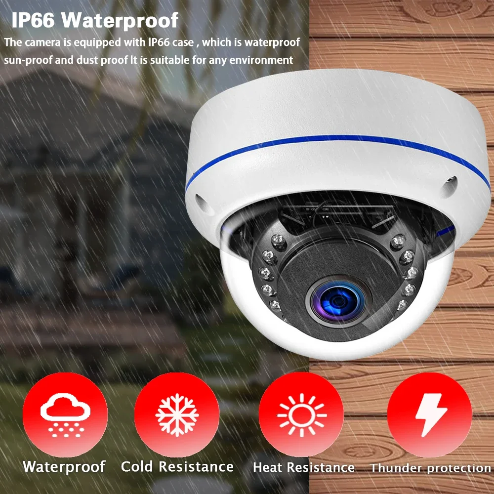 Tuya 5MP POE Dome IP Camera Outdoor Audio Microphone Motion Detection IR Night Vision CCTV Home Yard Security Monitor Camera