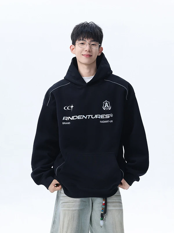 

Мужское худи American High Street Heavyweight: весенне-осеннее, спортивное, свободного кроя, модное, из смесового хлопка и полиэстера