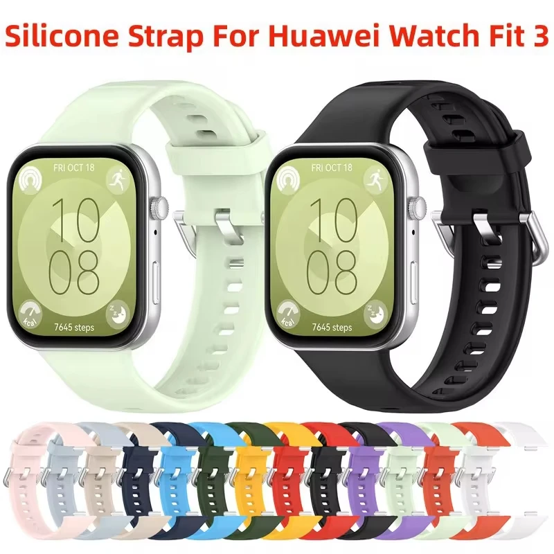 

Ремешок силиконовый для смарт-часов huawei watch fit 3, спортивный браслет, официальный сайт 1:1, аксессуары для huawei fit3