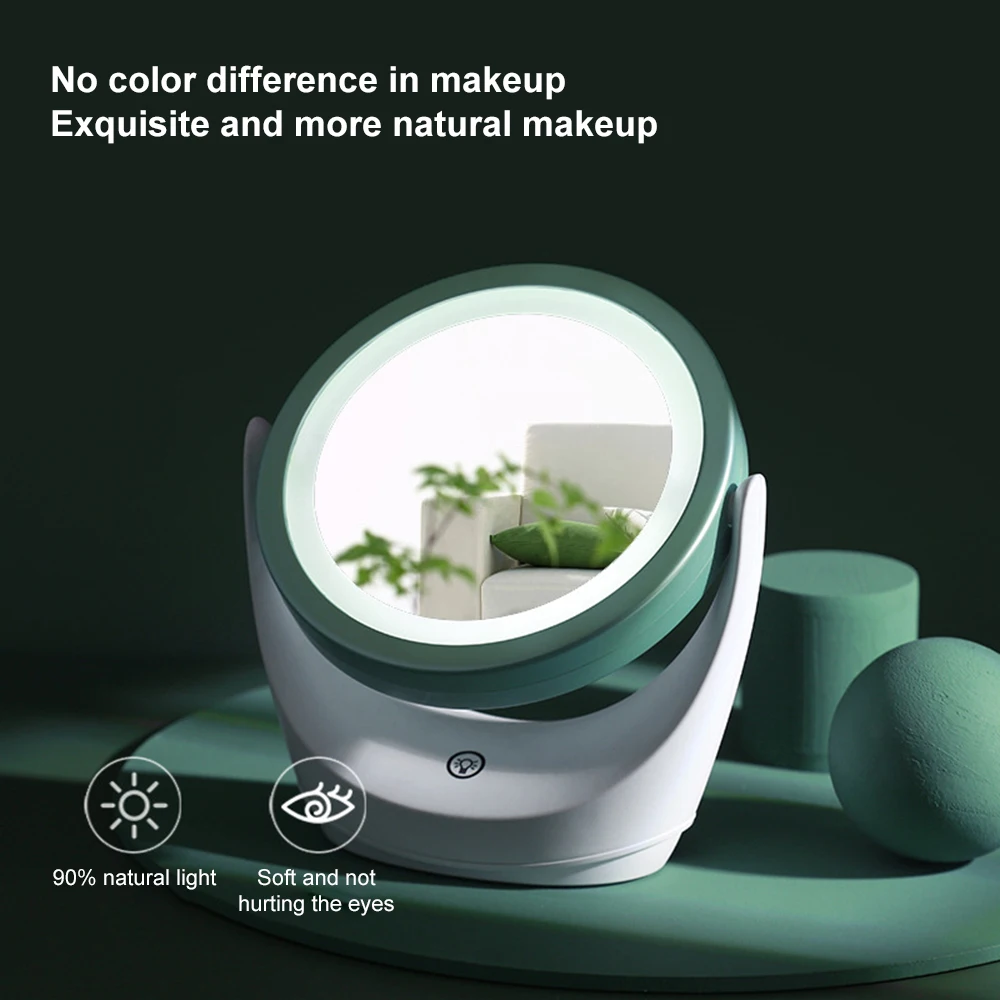 360 Grad LED Kosmetik spiegel 5-fache Vergrößerung doppelseitiger Spiegel 3-Gang-Lichter Kosmetik spiegel einstellbare Ausbesserung kosmetik – Detail 1