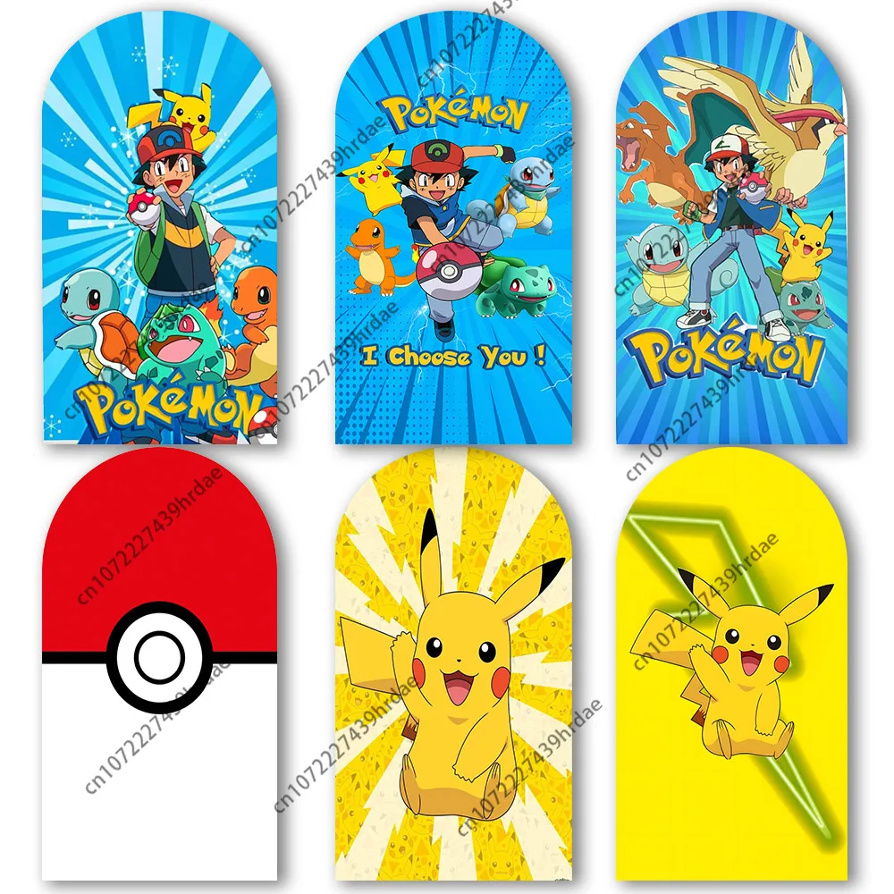 

Arch Backdrop Cover Pokemon Pikachu Boy Girl Birthday Party Background Decor Wall Baby Shower Elastic Polyester Banner Props ﻿
